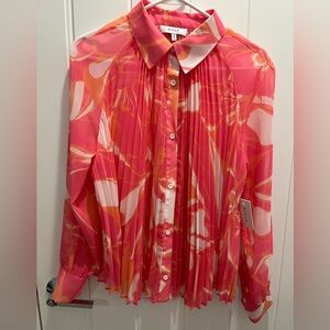 MILLY Multicolor Floral Print Long Sleeve Blouse -  Size M - NWT - MSRP $295